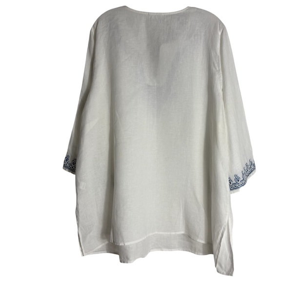 J. JILL “Love Linen” Embroidered Bell Sleeve White Linen Tunic Size 2X - Picture 5 of 10